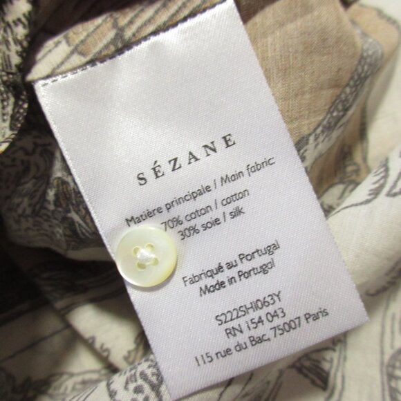 NWT Sezane x Inoui Editions Pierro Shirt in Ochre Dream Silk Cotton 34 / 2 - Picture 5 of 6